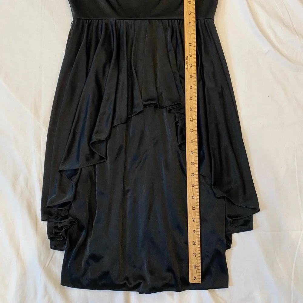 Vintage 80s Women's Elegant Black Draped Dress with Beaded Details by Abby Kent - Picture 10 of 11
